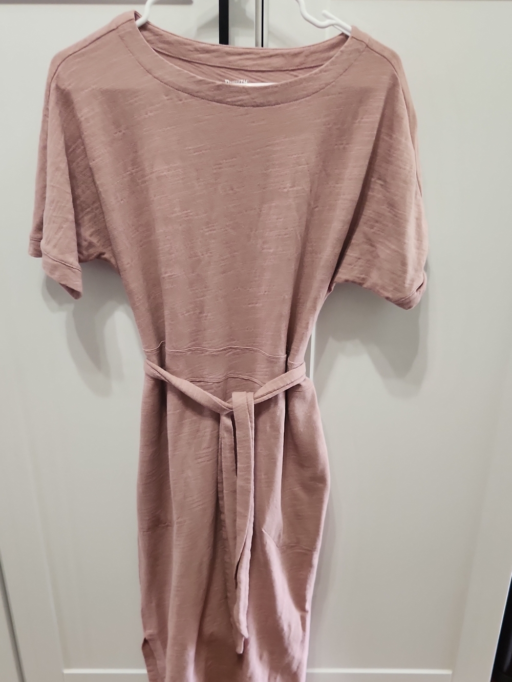 Duluth Trading Co Dusty Rose Midi Dress with Waist Tie